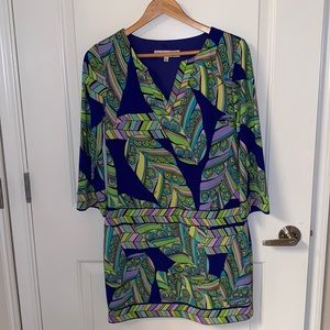 Trina Turk 3/4 Sleeve Tropical Dress